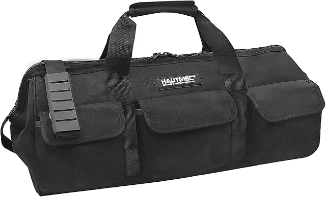HAUTMEC 24" Contractor Heavy Duty Tool Bag, All Black HT0184-TB