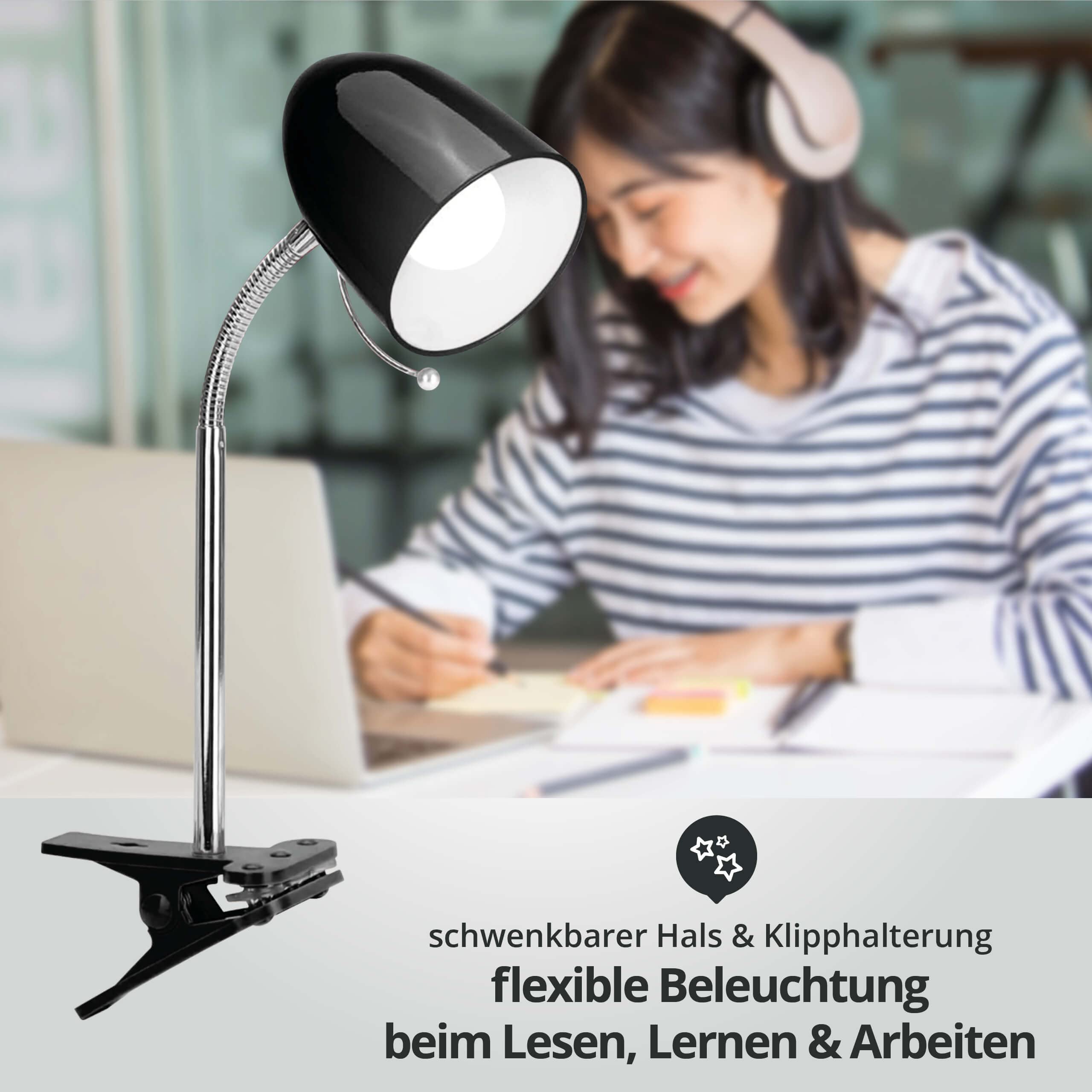 Lampe De Bureau, Lampe De Lecture, Lampe De Chevet, Style Rétro, En Métal, Avec Col De Cygne, Orientable, Avec Interrupteur, Douille E27 (sans Ampoule, Lampe De Table Rouge
