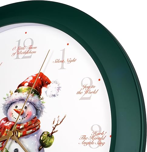 Vista 90 de JUSTIME Reloj de pared de caoba de 14 pulgadas con 12 villancicos de Navidad, elegancia atemporal Wsh Caoba