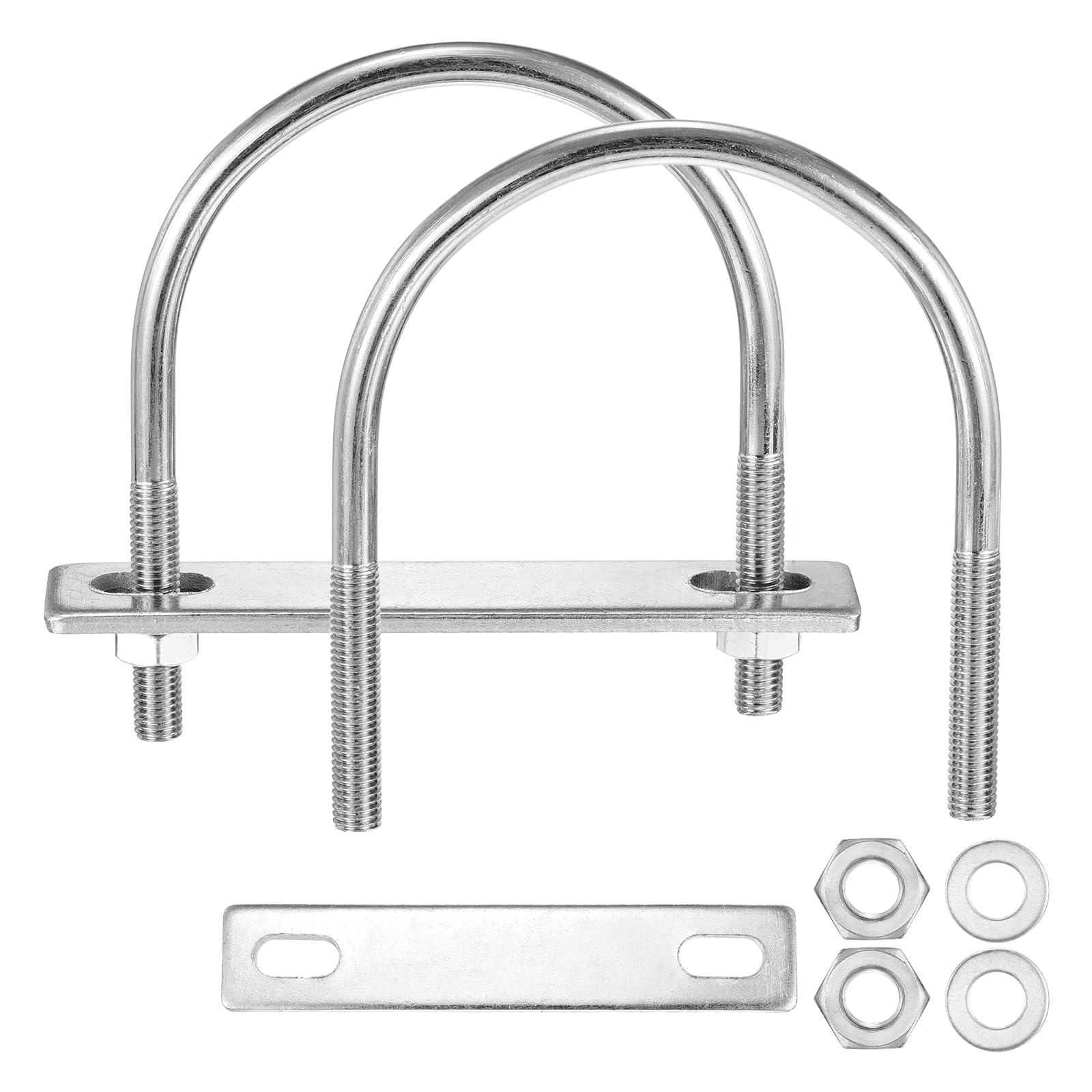 METALLIXITY U Bolts 2 Sets (3/8"(M10) x4.25"x5.59"), Round U Bolt Kits 304 Stainless Steel with Accessories