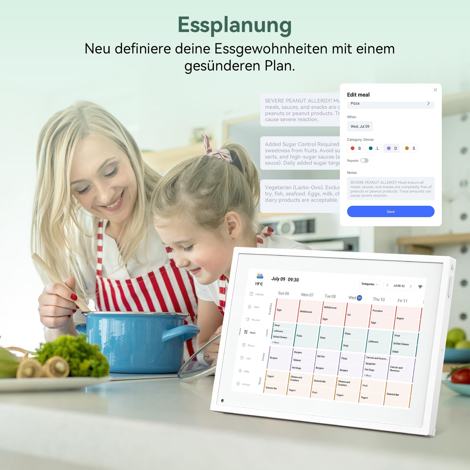 TABWEE P10 WIFI Digitaler Kalender, Digitaler Familienplaner, Bilderrahmen