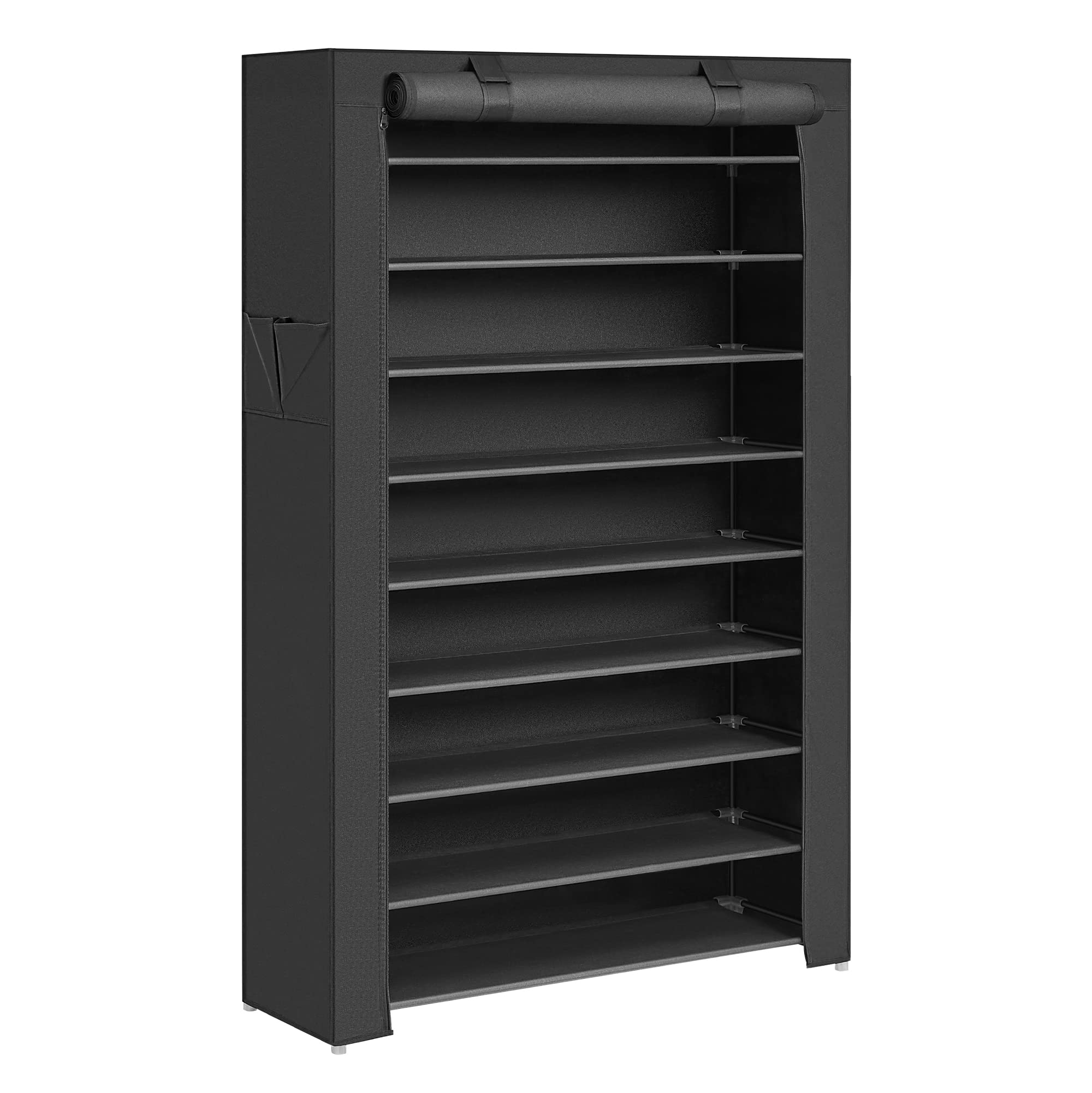 Scarpiera In Tessuto Non Tessuto E Metallo – 9 Livelli, 88x28x160 Cm, Protezione Antipolvere, Fai Da Te, Nero