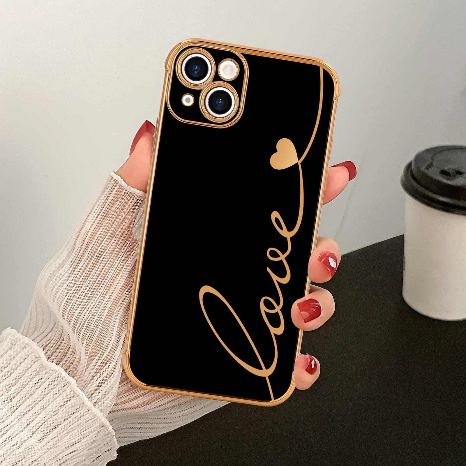 BANAILOA Custodia Per IPhone 14 Con Cuori E Conchiglie - Bordo Quadrato, Morbida TPU, 6,1 Pollici