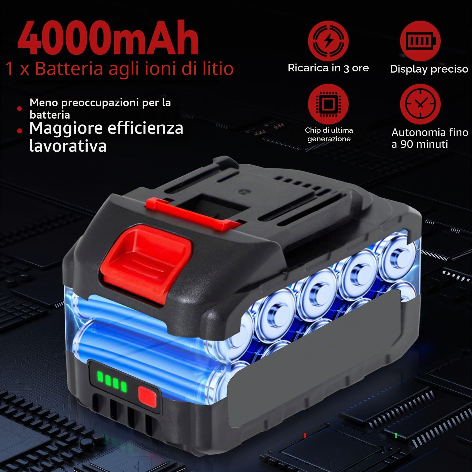 Kit di chiavi a cricchetto senza fili 21V 3/8" 80N·m cricchetto elettrico a velocità variabile, batteria e caricabatterie da 2,0 Ah, 8 prese, adattatore da 1/4", barra di estensione da 3