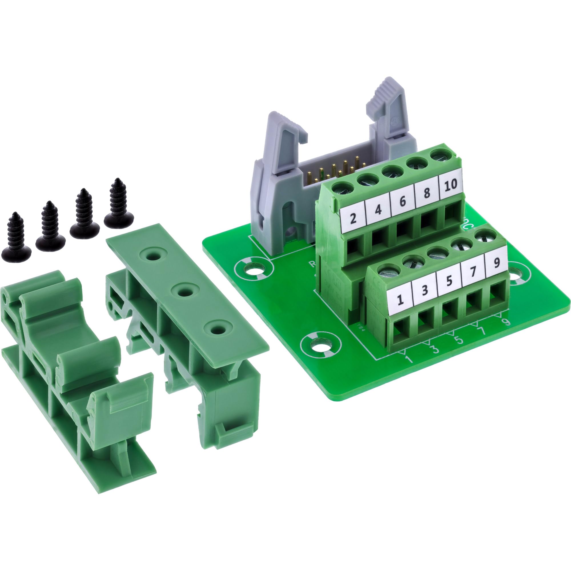 InLine IDC 10 gniazdo na blok zacisków, 5-biegunowy, adapter kabla płaskiego, kompaktowe rozwiązanie do płytek z zaciskami śrubowymi, idealne do inteligentnego domu i DIY, 92504O