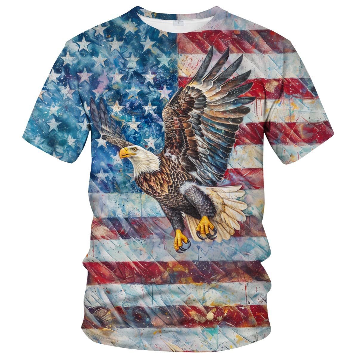 LAOLIUSN Men's 3D Eagle Print T-Shirt - Patriotic Theme,Animal Graphic Tee