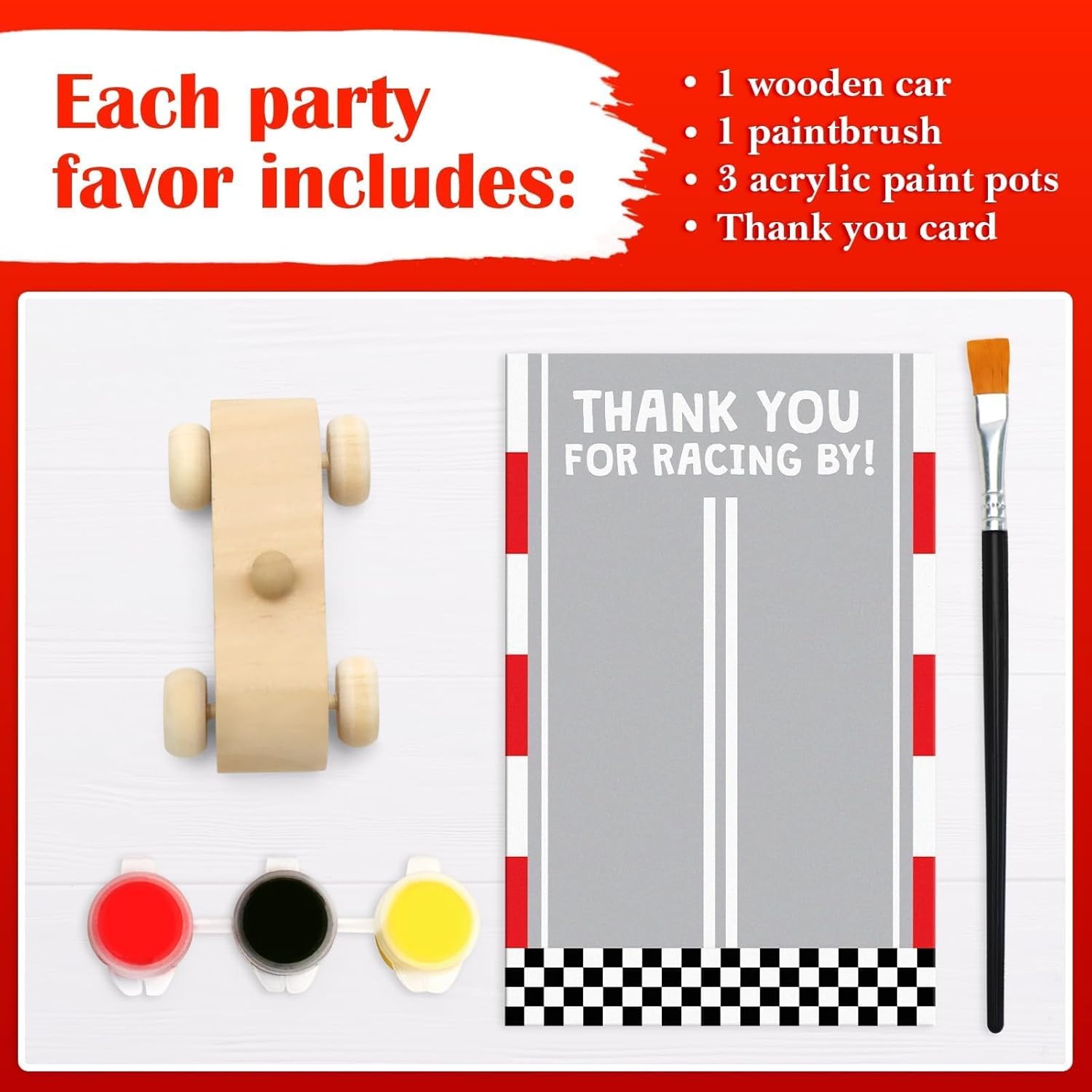 BOIKOKY Race Car Birthday Party Decorations, Wheel Theme Favors - 12 Unfinished Wooden Cars, Goodie Bag Stuffers for Fast One Boys, Two Fast Decor