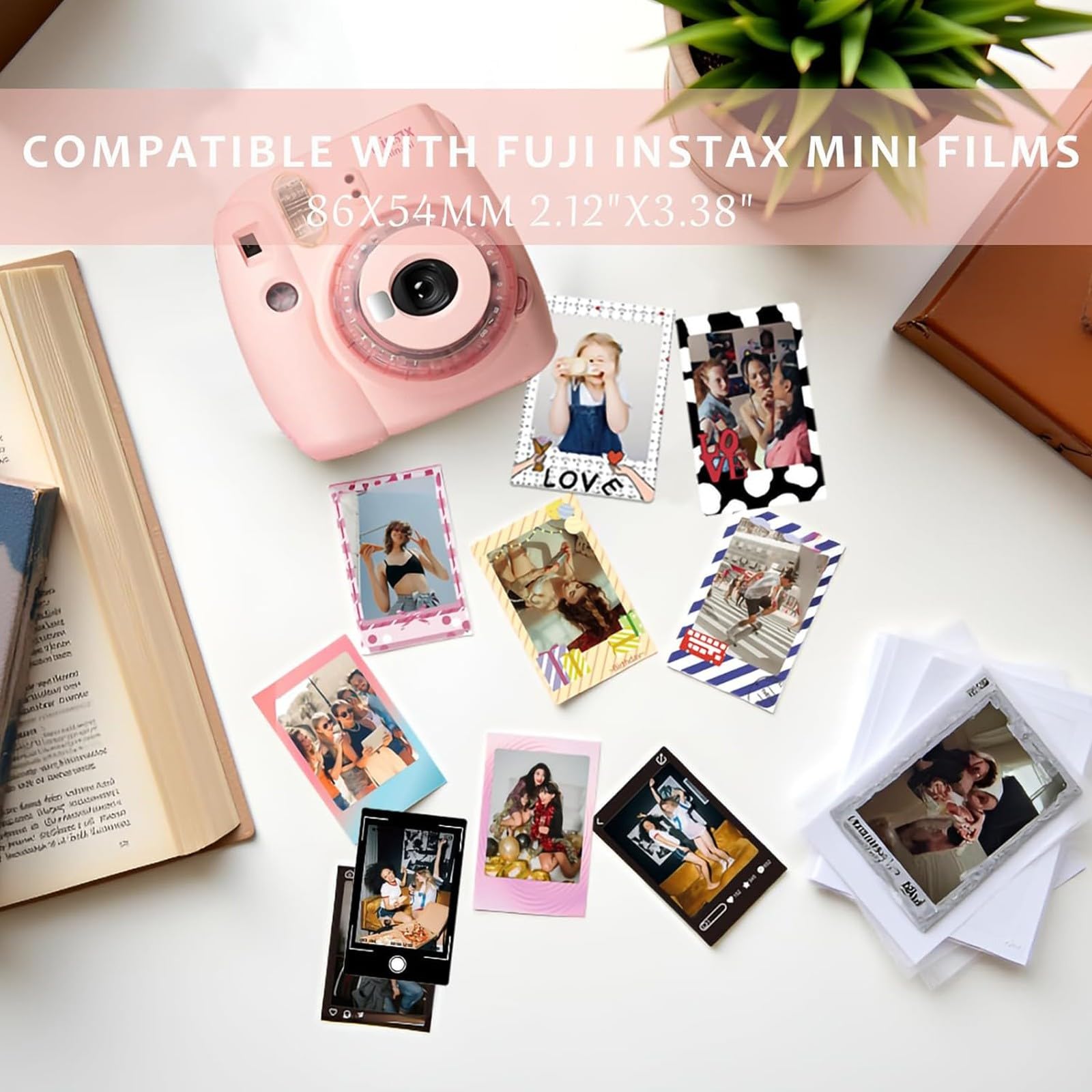30 Pcs Foto-Bordürenaufkleber Film Fotorahmen Aufkleber Schöne Mini-Fotofilm-Aufkleber Spaß Sticker 3 Zoll Kompatibel mit Fujifilm Instax Mini Film 12/11/9/8/7s/70/40/50s/90 Evo Sofortbildfilm