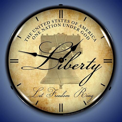 Miniatura 2 de Liberty Bell - Reloj de pared LED, retro, vintage, iluminado, 14 pulgadas