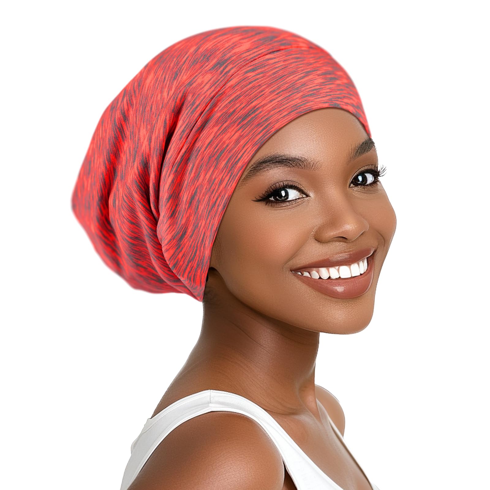 Joyhabit Gorro de satén para dormir, exterior de algodón transpirable e interior de satén sedoso para mujeres y hombres con correa ajustable