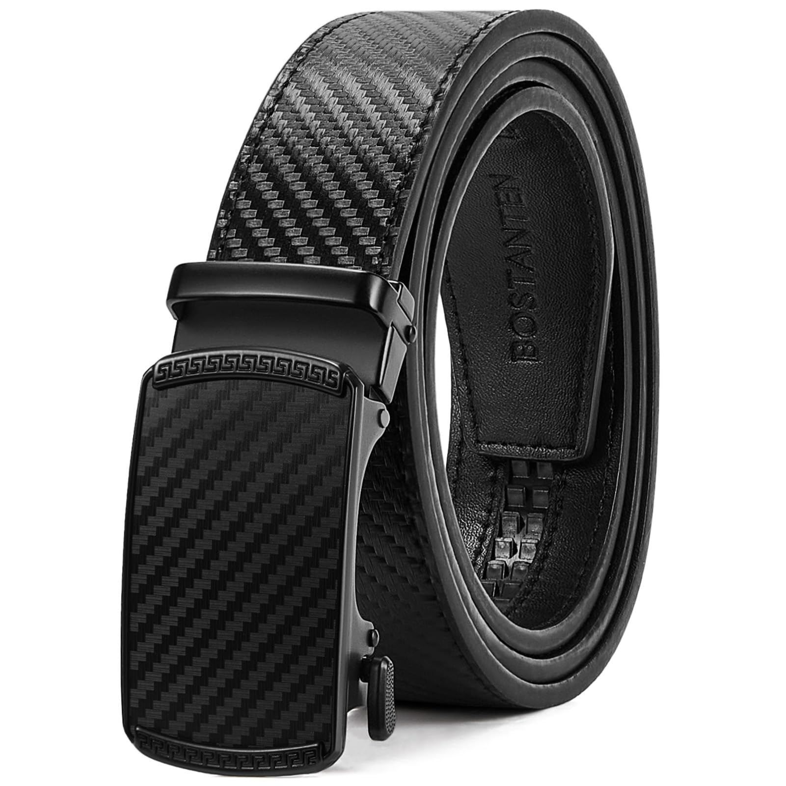 BOSTANTEN Ratchet Belts for Men Leather Trim to Fit 1 3/8“ Gift Boxed