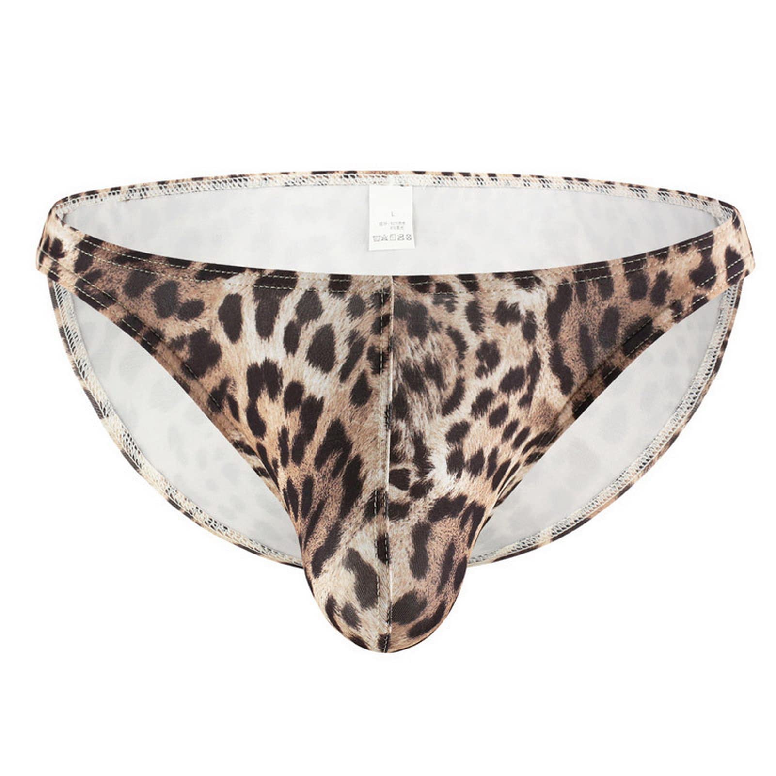 Faringoto Stampa leopardata Slip Uomo Cool Biancheria Intima Maschio Comodo U Convesso rigonfiamento Sacchetto Uomo Bikini Mutande Pantaloncini