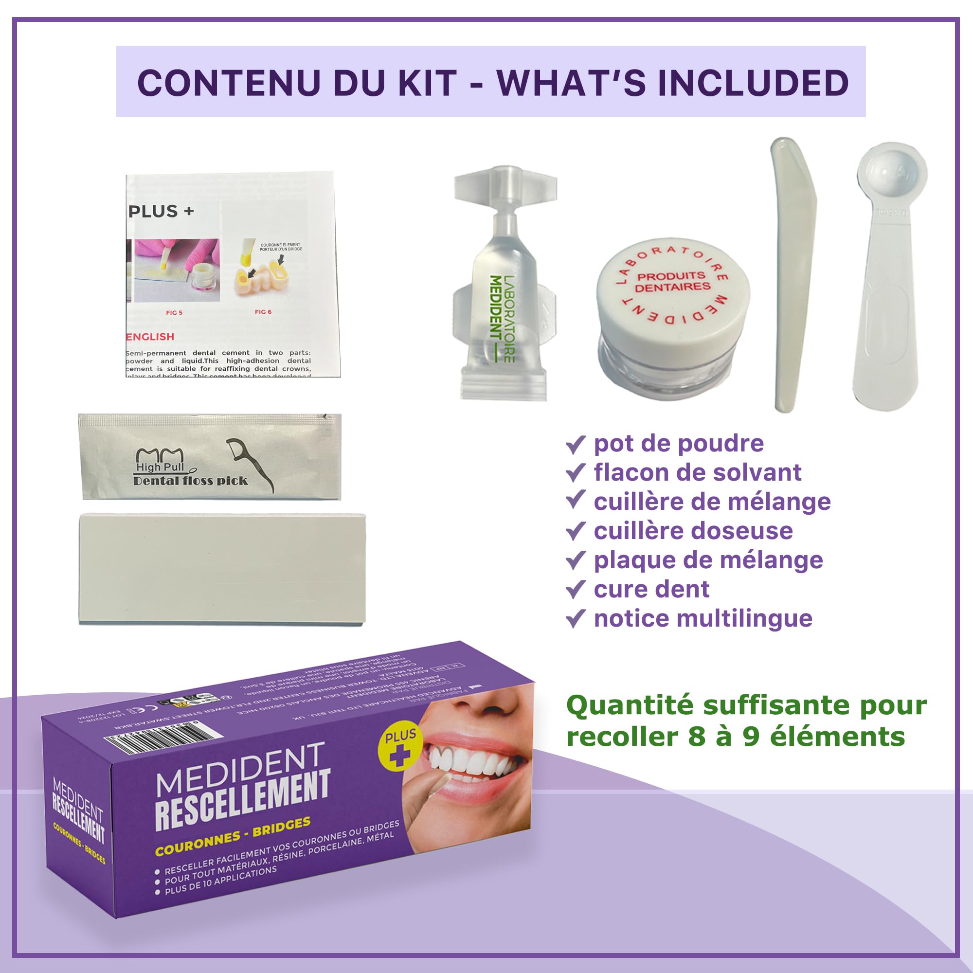 MEDIDENT RESCELLEMENT PLUS-Recommandé pour une fixation et adhésion maximale des couronnes et bridges dentaires.Adhérence renforcée