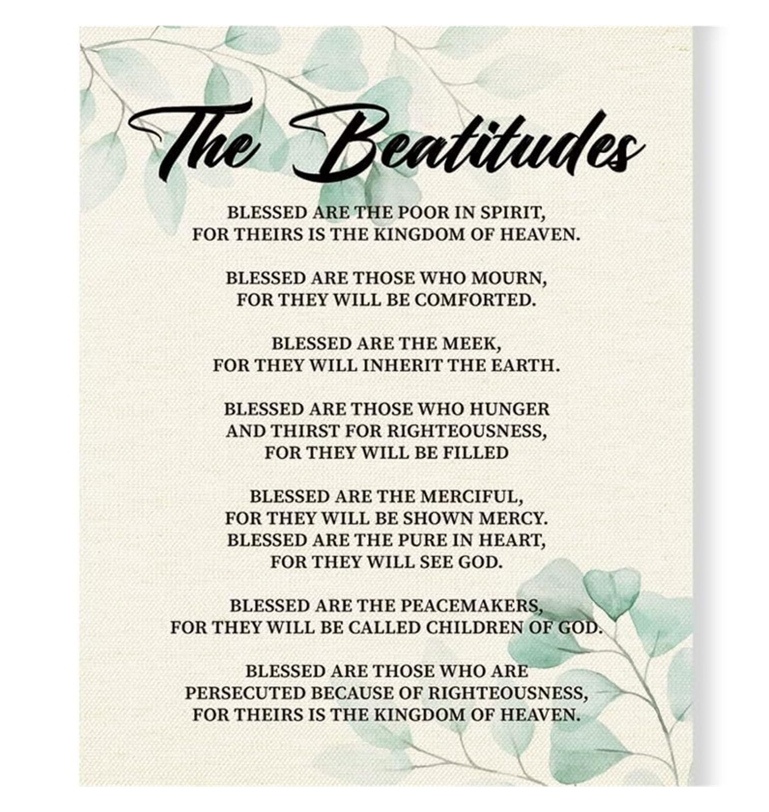 SSOPTMCB The Beatitudes Scripture Print Christian Canvas Wall-Art Religious Decor for Home Church Bedroom Bible Verse Art(Unframed,08x12inch(20x30cm))