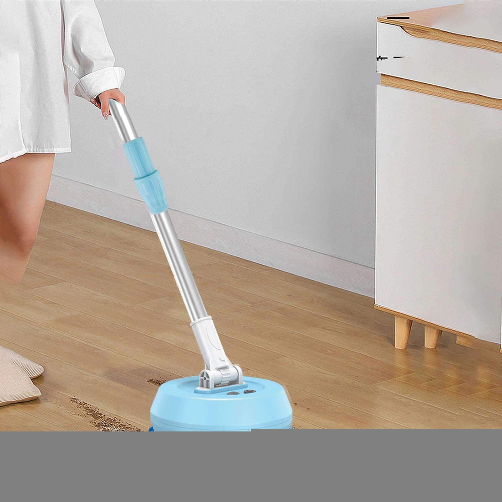 Mano Eléctrica - Limpiador De Suelos Giratorio Inalámbrico De 180° | Potente Máquina De Limpieza De Suelos Y Pulidora Con Dobles Almohadillas Para Madera Dura, Laminado, Mármol, Vinilo Y Azulejos