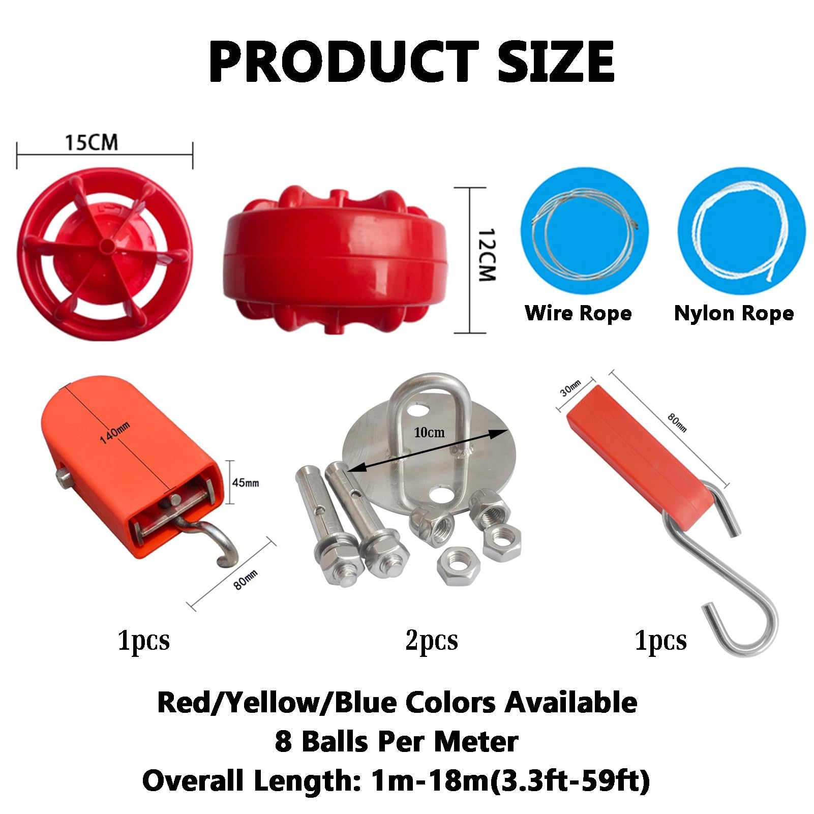 Generico Kit di Recinzione di Sicurezza per divisori di corsia per Piscina, Corda in Nylon da 39,4 Piedi con Boe e Ganci, divisorio per Piscina Resistente per Maggiore Sicurezza e organizzazione