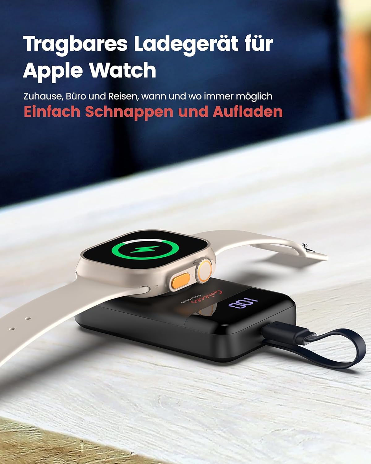 Batería Galeces 3000mAh con cargador inalámbrico para Apple Watch por 6,99€