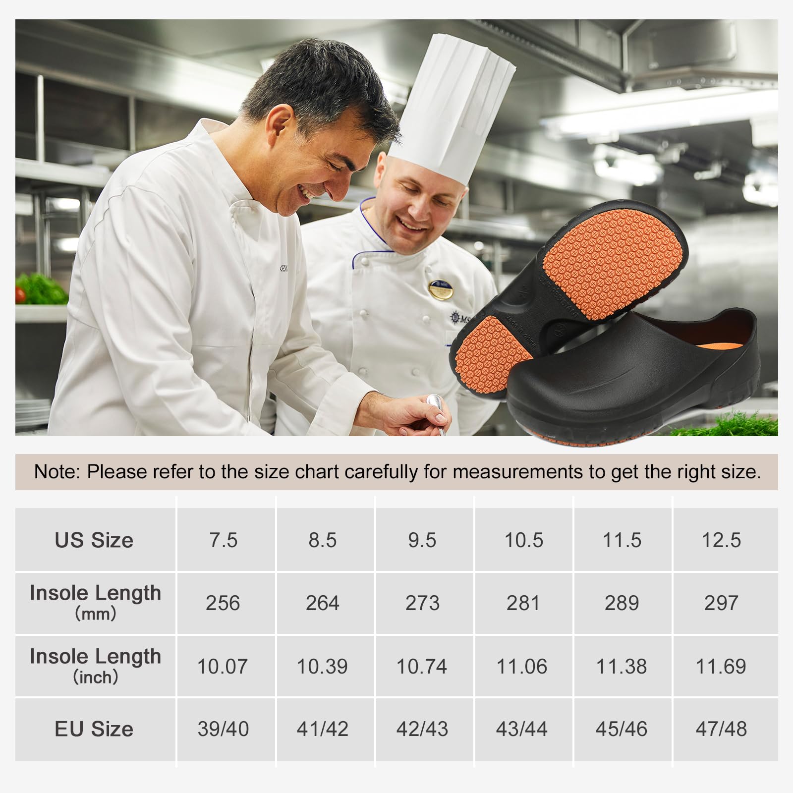 Haifago Men's Non Slip Chef Shoes, Men Professional Waterproof Slip Resistant Work Shoe for Kitchen Restaurant, Comfortable Nursing Clogs Black