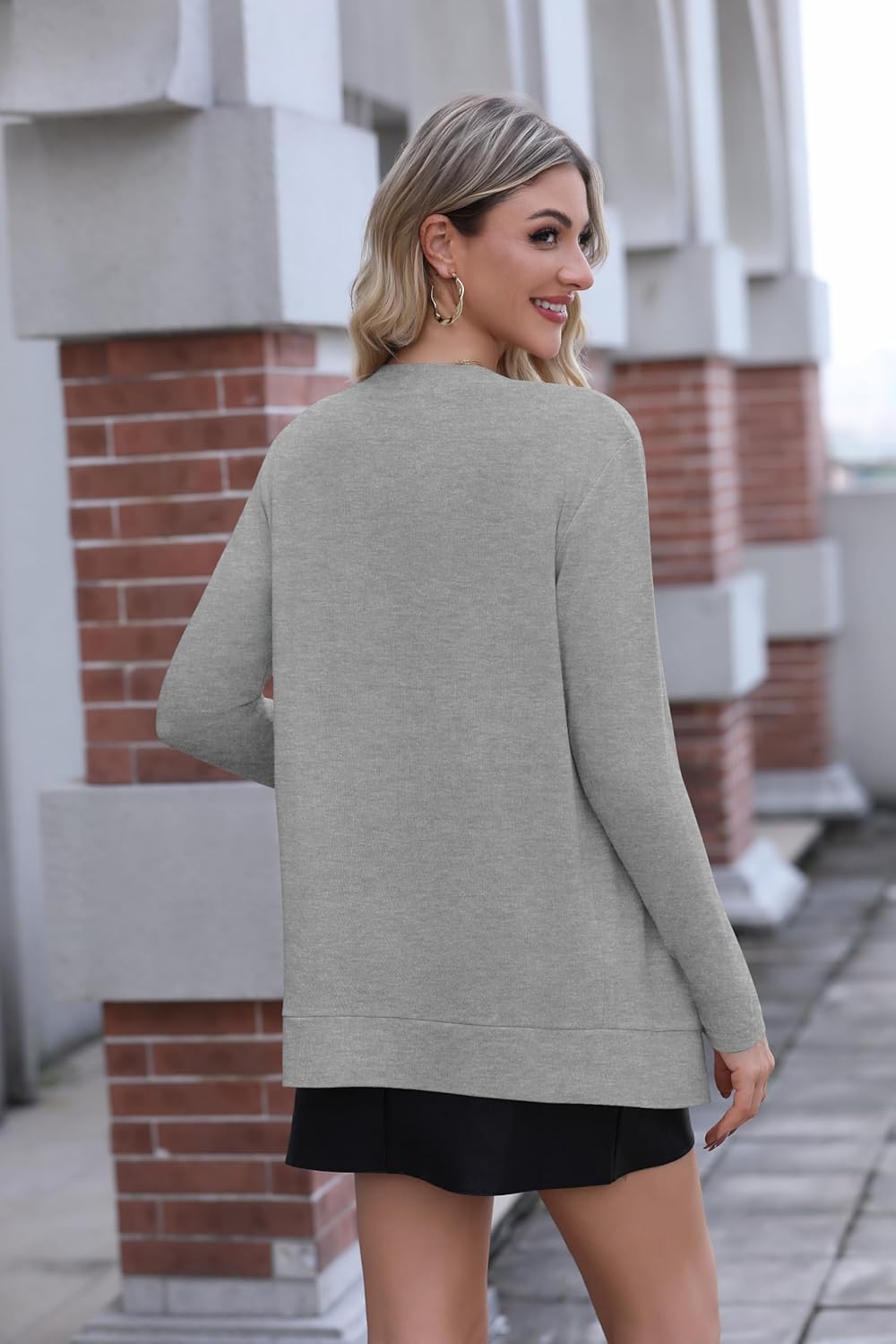 Bettysays Women's Long Sleeve Open Front Cardigan Casual Loose Lightweight Dusters Cardigans - Image 2