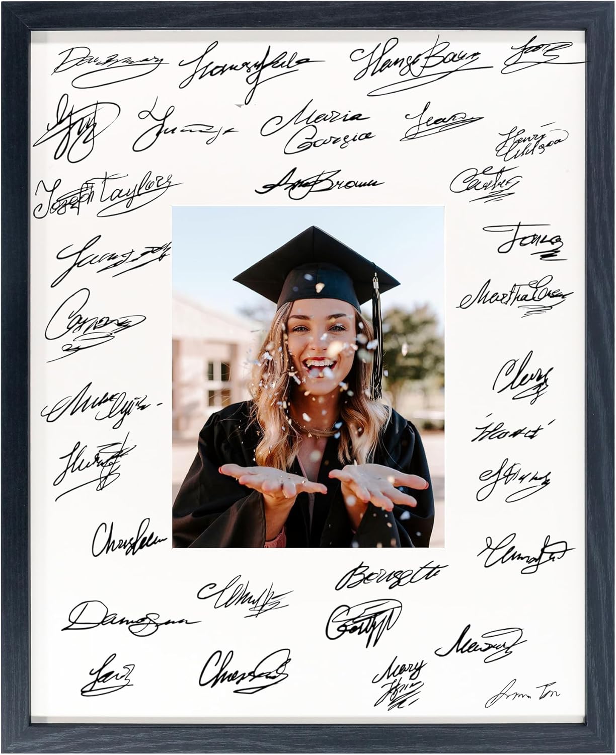 graduatepro 16x20 signature picture frame board for 8x10 photo with signable mat for birthday party graduation wedding guest book black 16x20 or 8x10