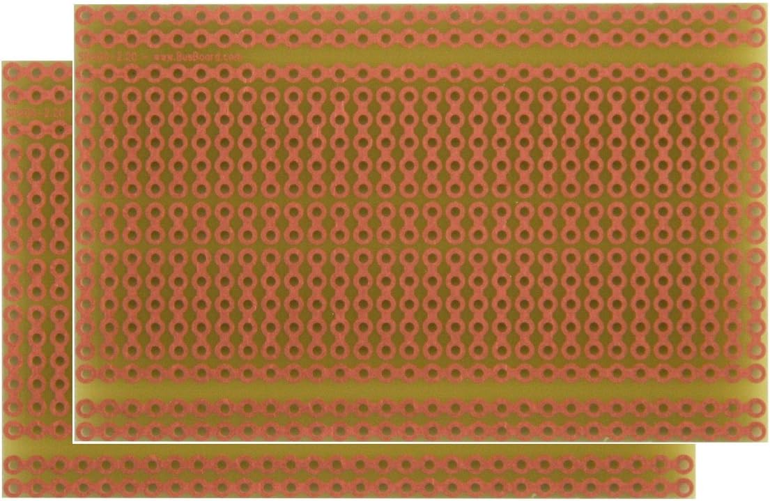 SB400 Solderable PC BreadBoard Two-Pack, 1 Sided PCB, Matches 400 tie-Point breadboards with Power Rails, 1.90 x 3.00 in (48.3 x 76.2 mm)