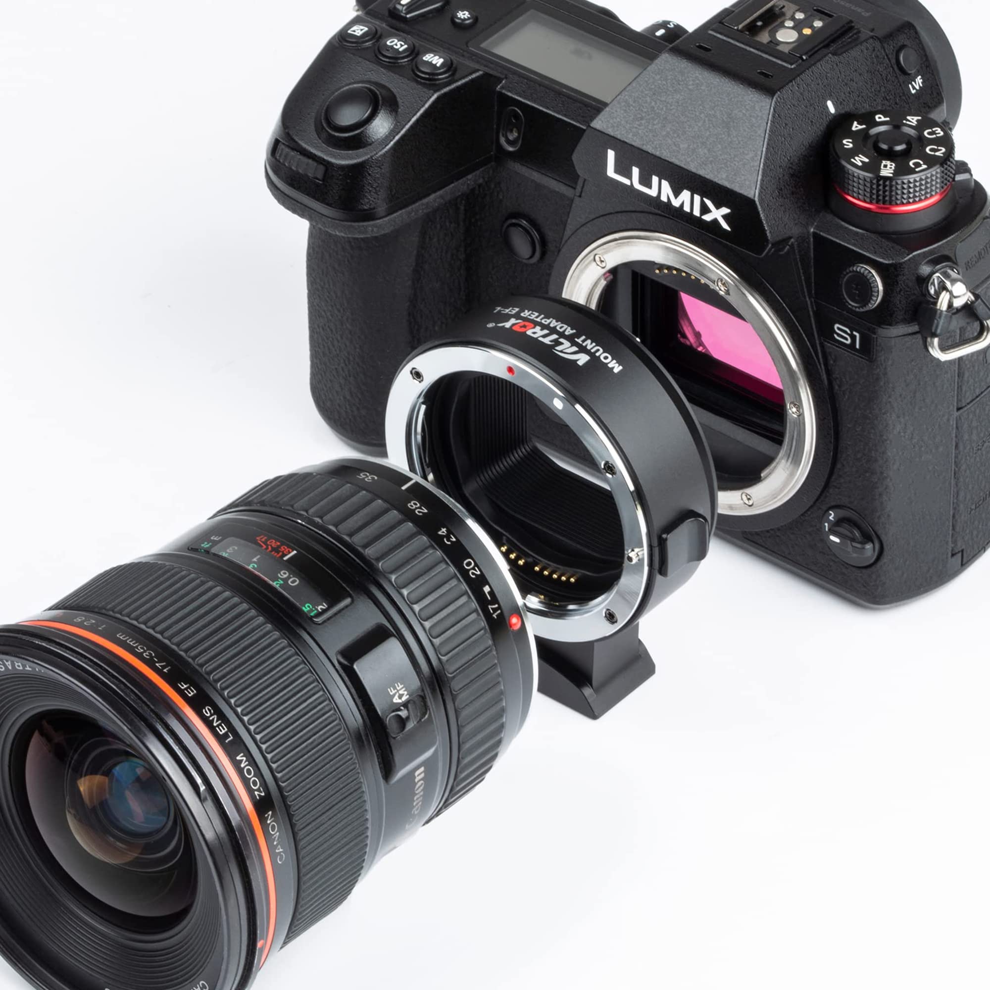 VILTROX EF-L - Adattatore di montaggio per obiettivo con messa a fuoco automatica compatibile con Canon EF/EF-S per fotocamera a L Leica SL SL2/Panasonic S1 S1R S1H/Sigma fp