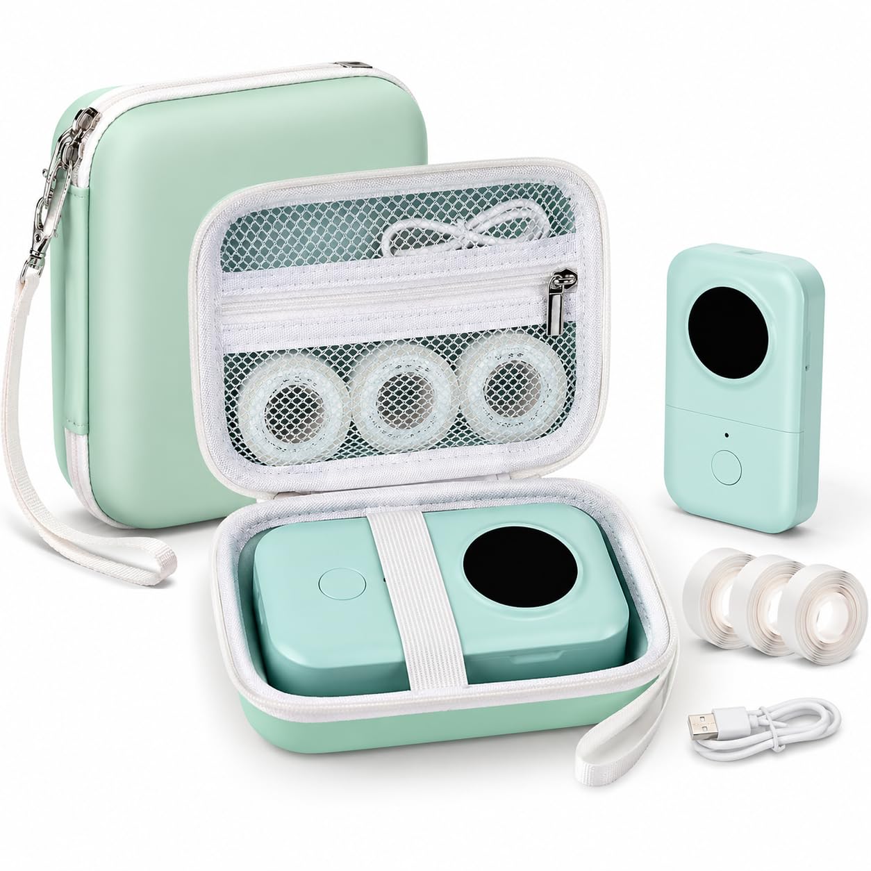Case Compatible with Phomemo D30 Label Maker Machine And Tape - Portable Bluetooth Thermal Label Printer Name Price Sticker Tag Printer（Green）