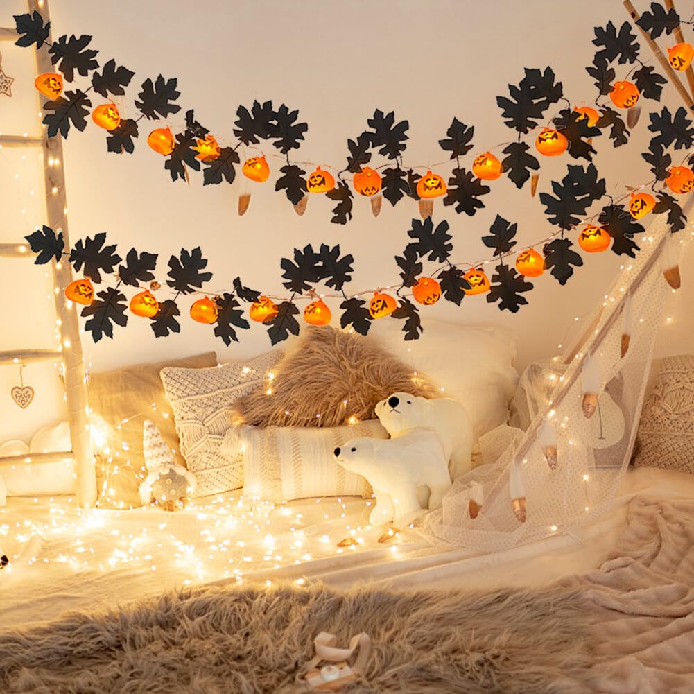Halloween-Girlande 2,7m Mit 72 LEDs – 4 Modi, Timer & Farbwechsel (Lila/Orange) – Batteriebetrieben Für Drinnen & Draußen