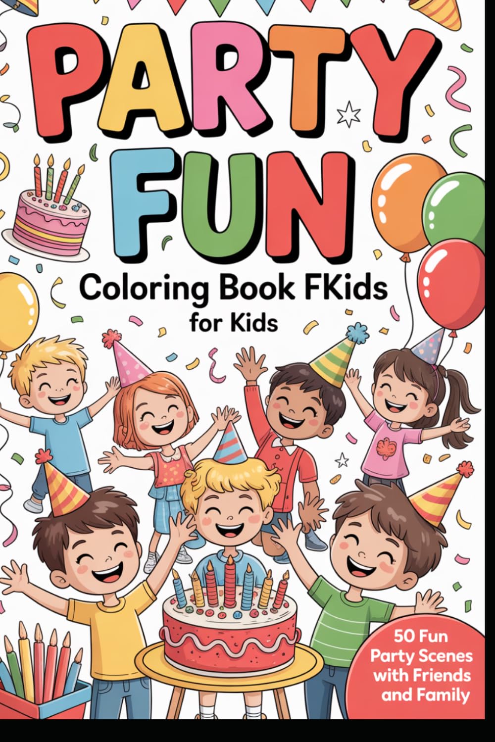 Party Fun Coloring Book for Kids Ages 4–8: 50 Fun Party Scenes with Friends, Family, and Celebrations