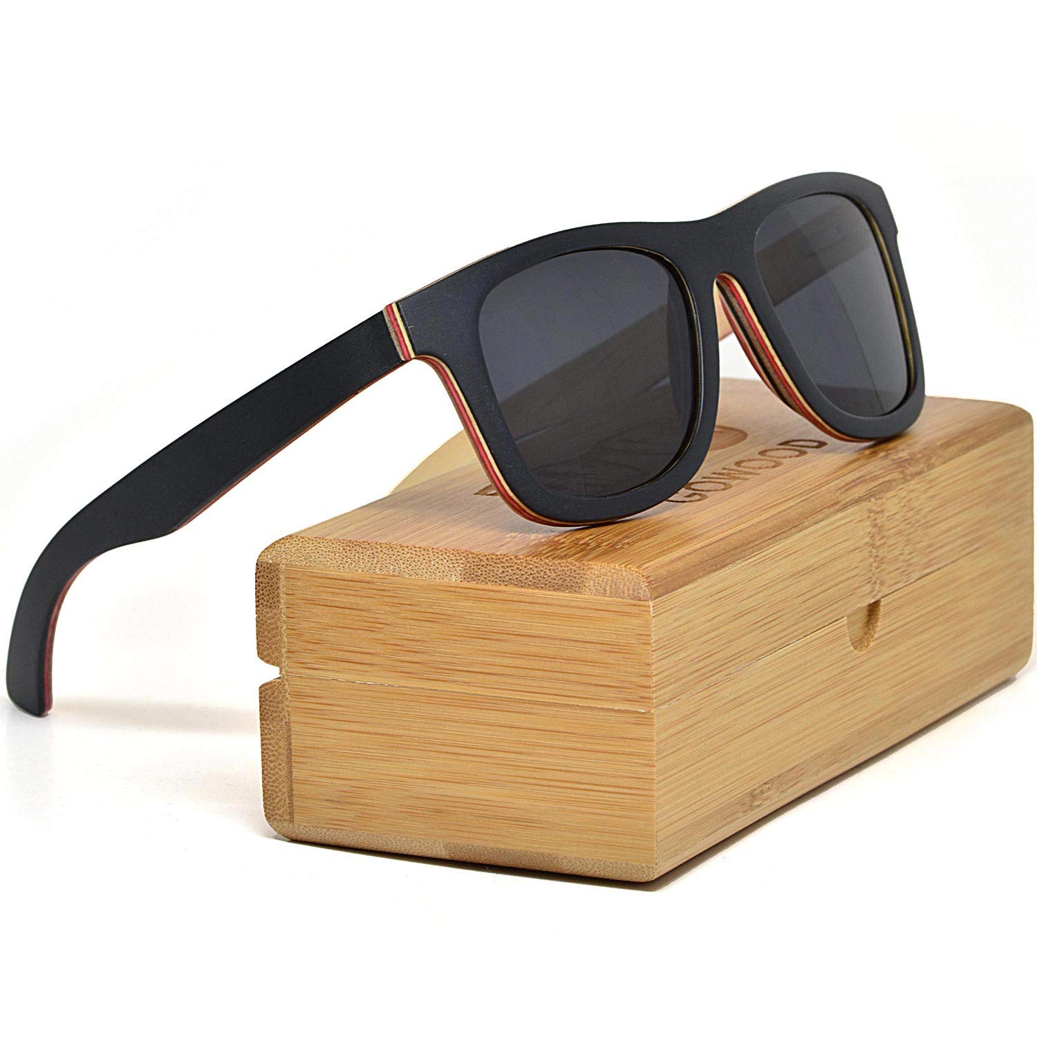 GOWOOD Lunettes de Soleil en Bois d'érable Hommes et Femmes | Lunettes de Soleil Polarisées Homme UV400 | Lunette Bois d'érable Homme Qualité Supérieure