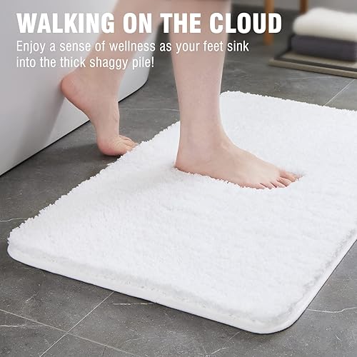 Miniatura 8 de TECHMILLY Alfombras de baño esponjosas de lujo (juego de 2 piezas), tapete de ducha de microfibra antideslizante, suave y absorbente, lavable y de