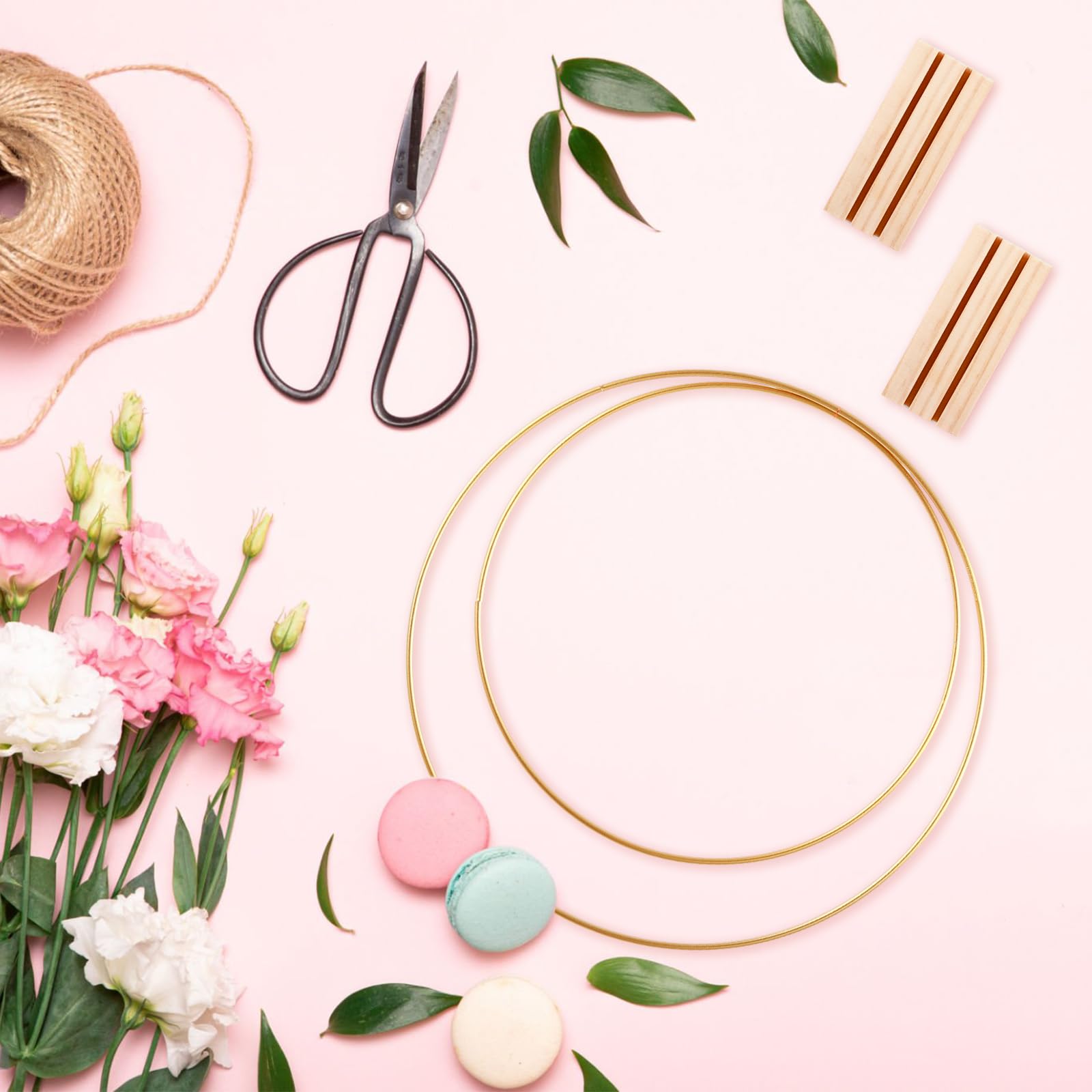 Paquete de 8 aros florales con soporte, anillos de metal de 10 y 12 pulgadas para decoración de mesa de bricolaje, manualidades, anillos de macramé, aro, corona, atrapasueños, coronas de boda, coronas