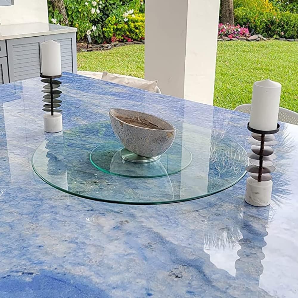 Grand plateau tournant en verre trempé 35" 39" avec base en alliage d'aluminium, disponible en 20" 24" 27" 31" et 24" 27" 31". Plateau pivotant et lisse pour table de cuisine/salle à manger. Inca