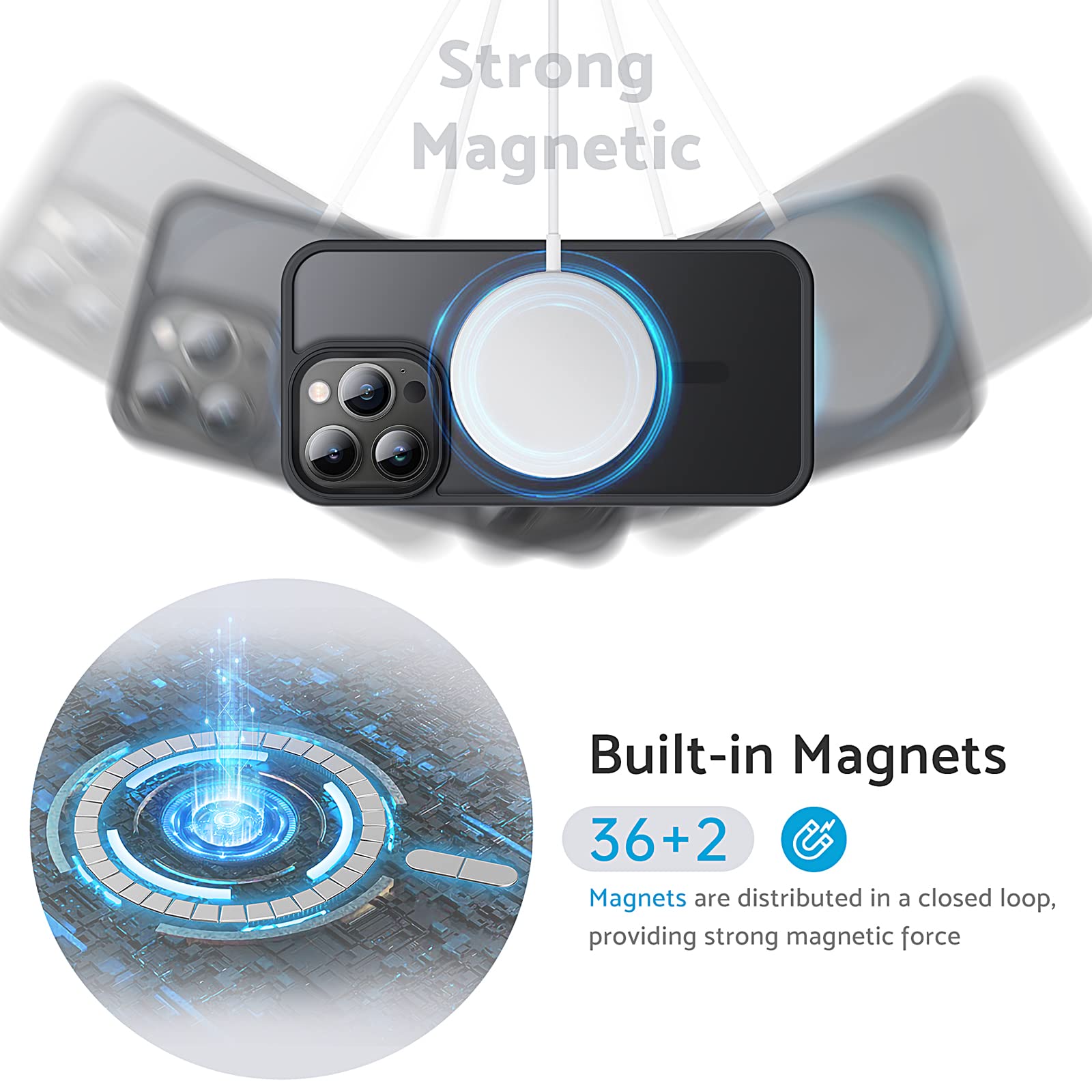 Anqrp Custodio per iPhone 14 Pro con Anello Magnetico, Comaptibile con MagSafe, [Protezione militare], Antiurto e Resistente ai Graffi Sottile Protettiva Cover per iPhone 14 Pro (6.1), Arancia