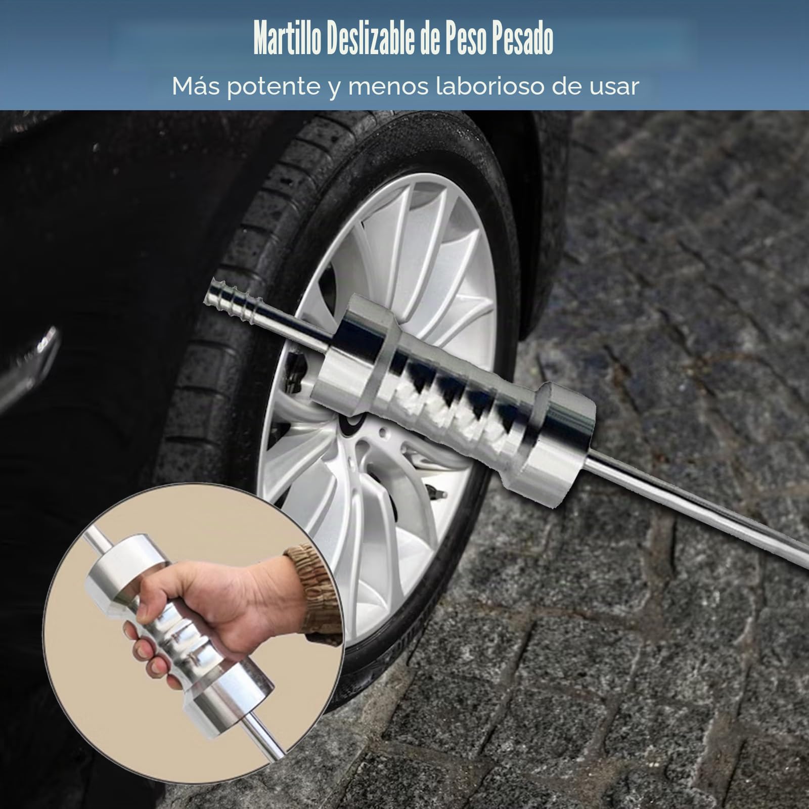 Juego de Martillo Deslizante, Martillo de Tracción Resistente con 5 Ganchos, Martillo de Tracción de 8.5 kg, Martillo para Quitar Abolladuras, Herramienta para Quitar Abolladuras de Carrocería | Martillo de tracción de 8,5 kg, martillo de impacto, martill