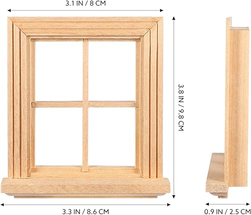 Miniatura 7 de Toyvian Muebles de casa de muñecas Mini marco de ventana Modelo Pequeño marco de ventana de madera Muebles en miniatura Muñeca Mini ventana