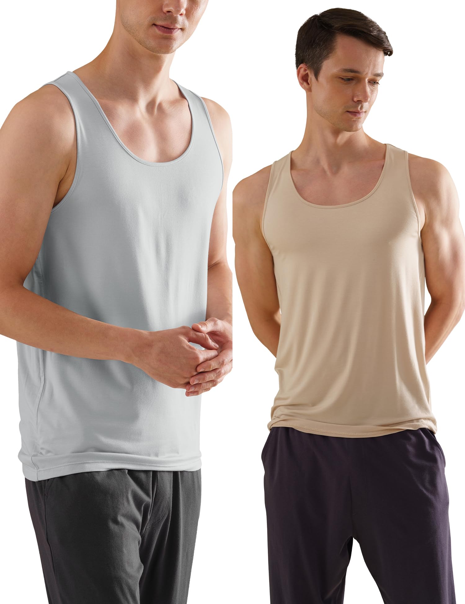 DAMENSCHRegular Fit Solid Round Neck Cotton Blend Vest Sleeveless Moisture Wicking Anti-Bacterial Anti Odour Soft & Durable Stretchable Bamboo Vest for Men