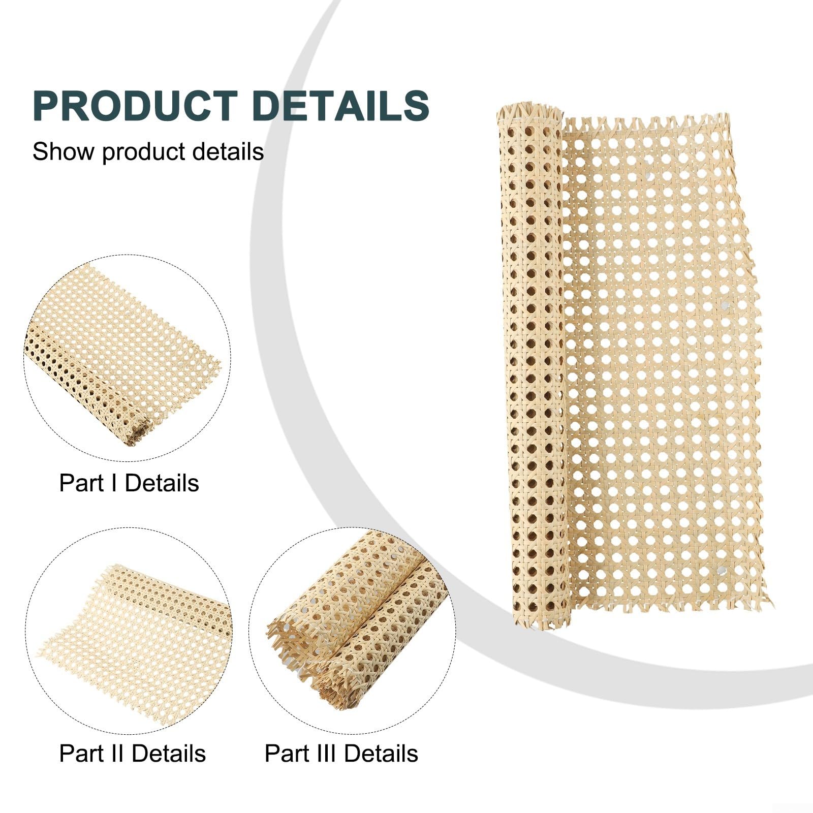 Rattan-Netz-Rolle, natürliches Rattan-Rohr-Gurtband für Möbel, Stühle, Schränke, Decken (45 x 200 cm)