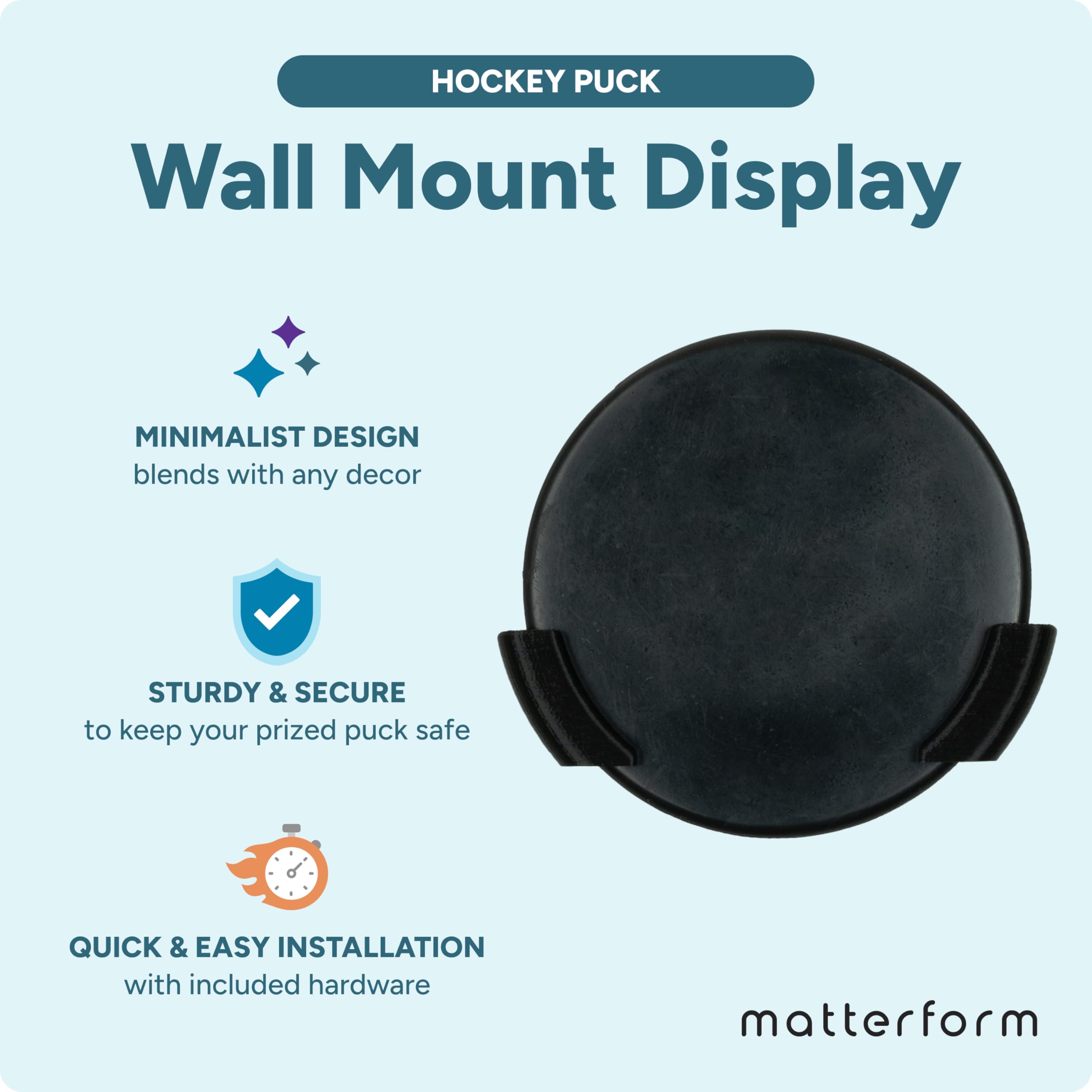 Hockey Puck Wall Mount Display (2 Pack) | Wall Rack Holder Brackets for Collectible Pucks & Game Winning Pucks | Ice Hockey Decor & Storage