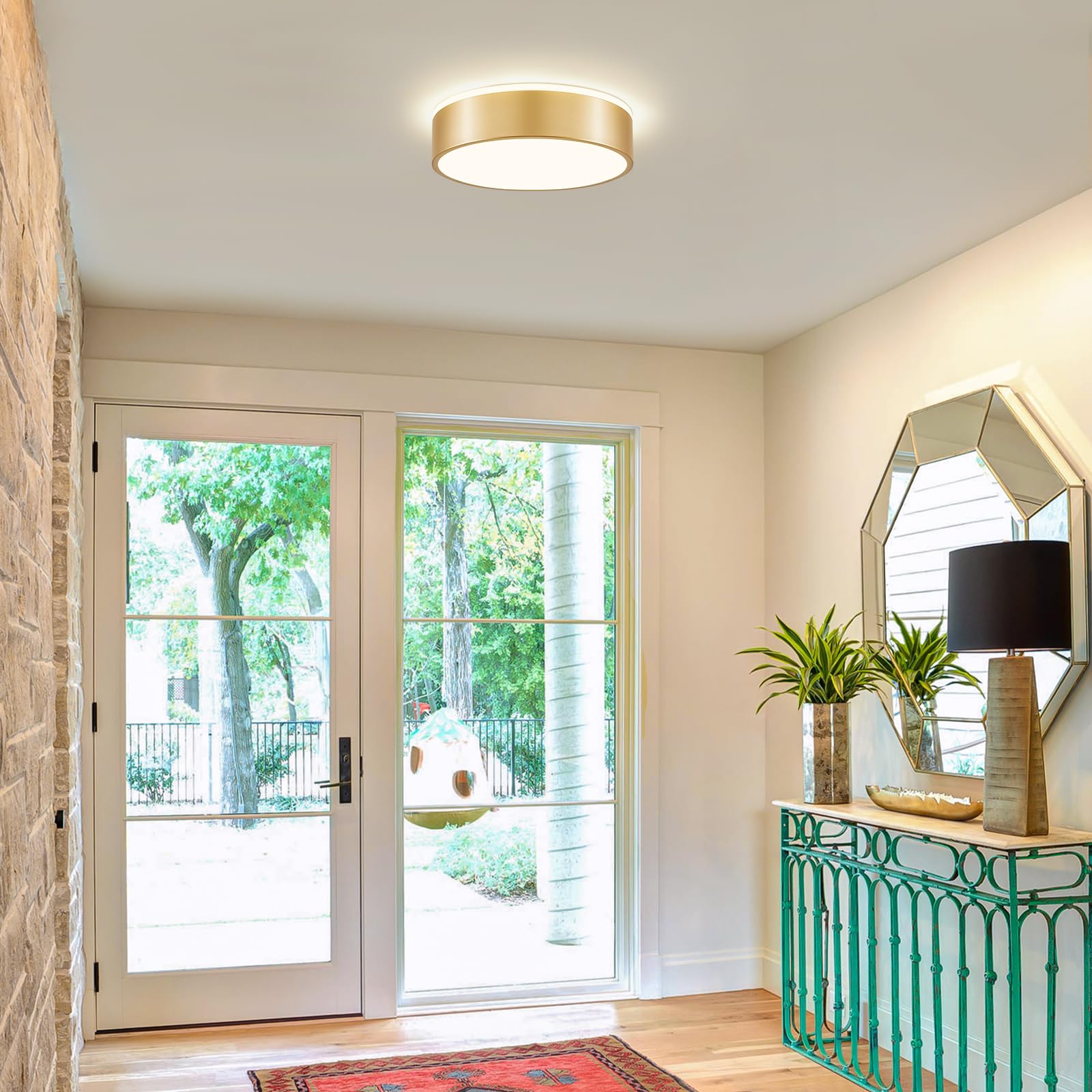 Plafonnier LED, Luminaires Intérieur Or Métal, 4000K, 24W, Ø30 cm