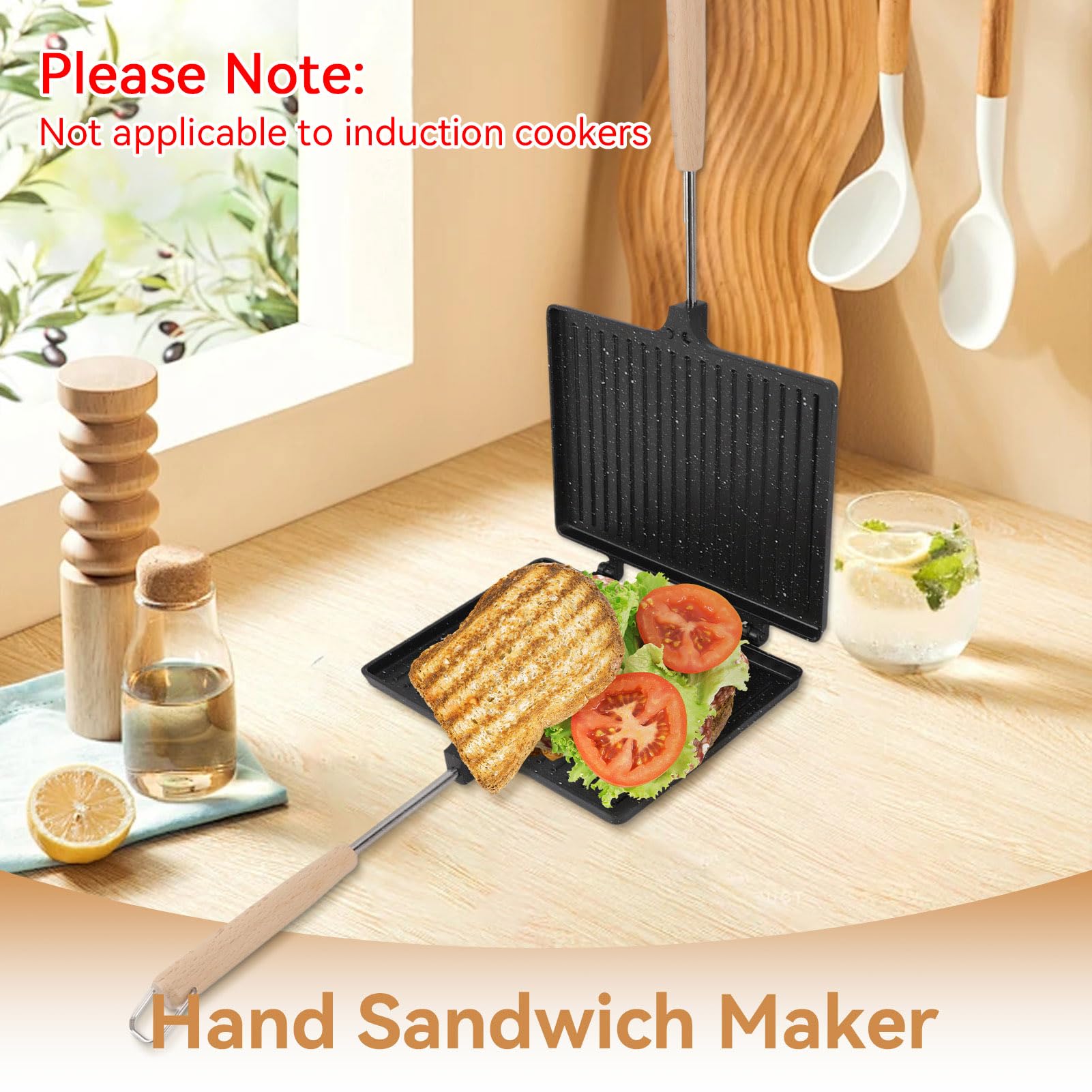 Poêle à Frire Double Face, Machine à Sandwich, Machine à Fromage Grillé, Poêle à Sandwich Antiadhésive, Grille-pain, Poêle à Griller, Machine à Sandwich Grillé Et Panini Avec Plaques Antiadhésives