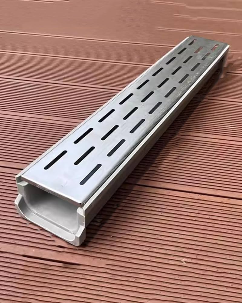 Amazon.co.jp: 取り外し可能な金属格子付きデッキチャンネル排水溝