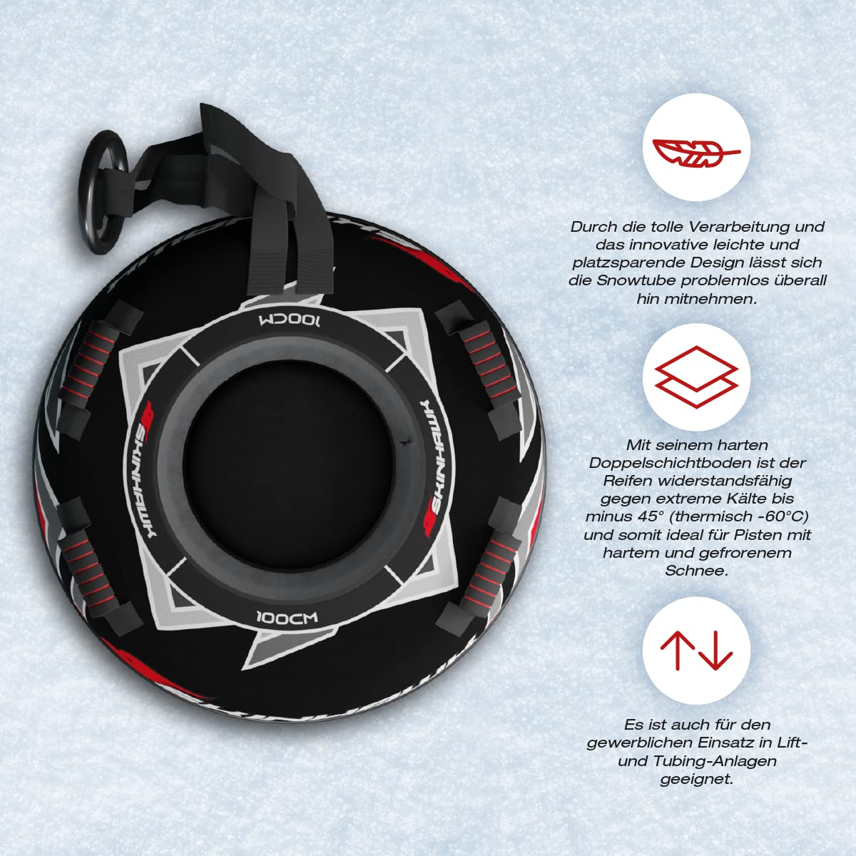 SKINHAWK Pneu de neige professionnel - Diamètre : 100 cm - Noir