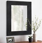 Rustic Wall Mirror - Rectangular Antique Wooden Frame - Farmhouse Bedroom & Entryway - Large White - 20" x 16"