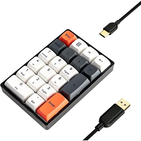 Number Pad HAVIT Mechanical Numeric Keypad with GATERON Optical Red Switches Hot Swappable Keypad Type-C USB-A Wired PBT Keycaps 21 Keys Numpad for Laptop Computer