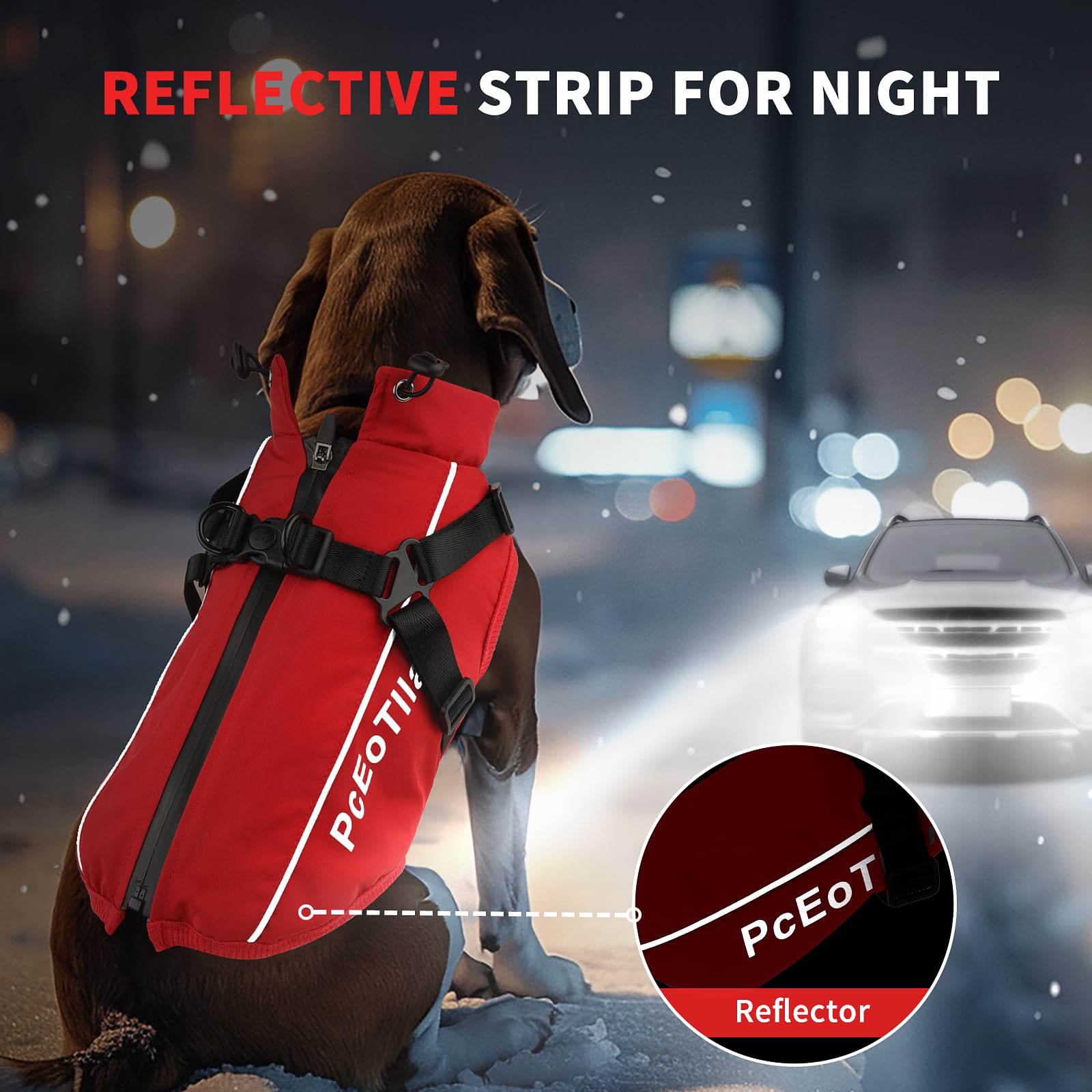 PcEoTllar Waterproof Dog Coat for Small Dogs Warm Reflective Jacket with Harness for Winter Skiing Costume Cotton Dog Sweater - Image 4
