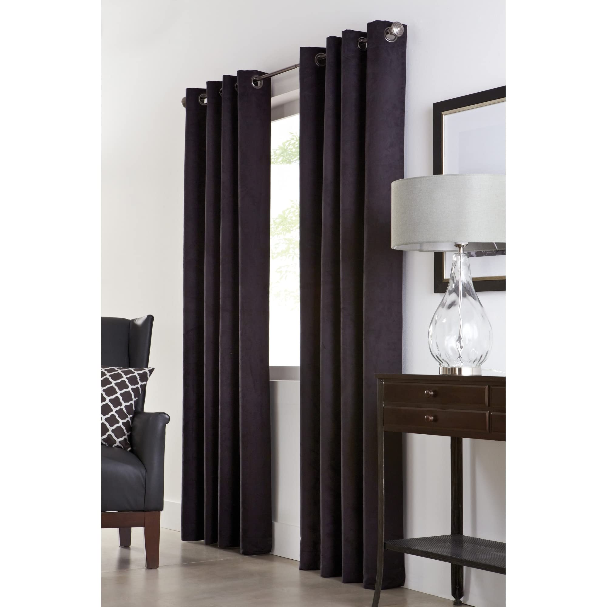 Navar Grommet Curtain Panel Window Dressing 54 x 84 in Black