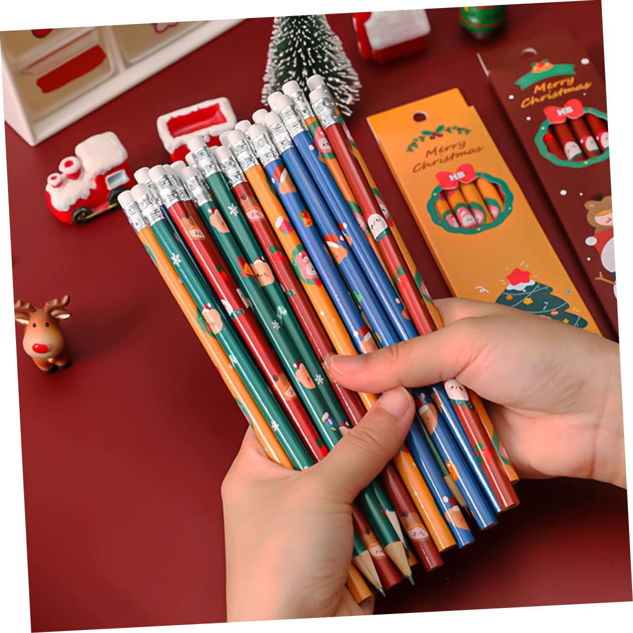 Angoily 120 Pezzi Matite Hb per Gomma Resistente e Design Ergonomico Matite Natalizie per Scrittura Quotidiana e Regalo Natale