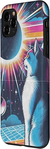 Miniatura 26 de iPhone 12 mini Cat Solar Eclipse - Synthwave Retro Poster Style Case