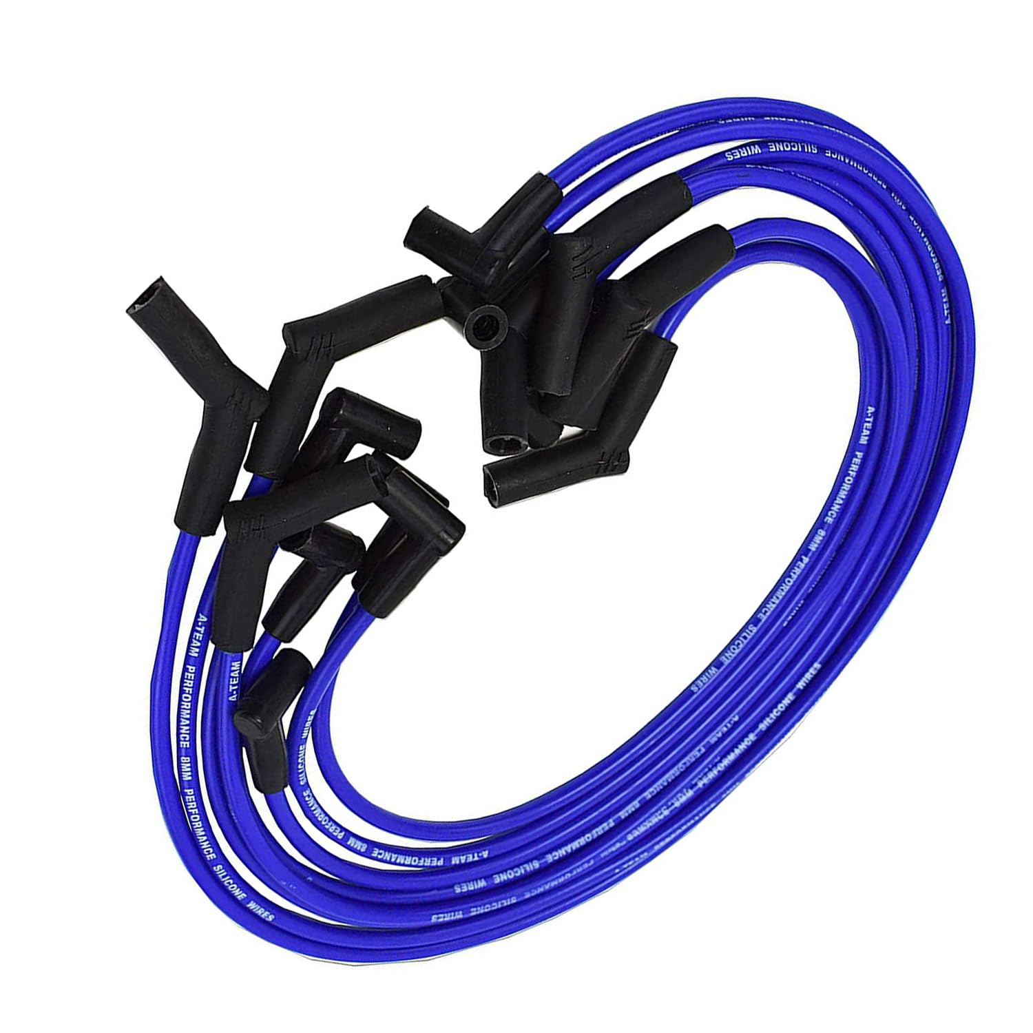 Jeu de câbles d'allumage en Silicone 8 mm, Compatible avec Les Moteurs Ford Small Block 221, 255, 260, 289, 302, 351W et Boss 302, Compatible avec allumeur HEI, Bleu